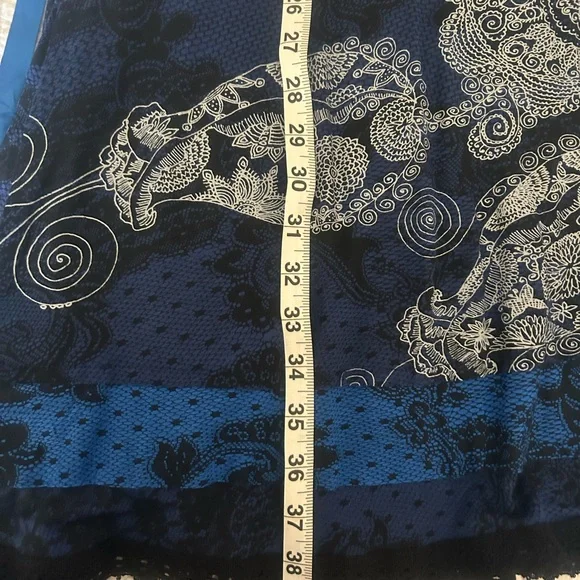 Desigual Blue and Black Midi Dress with round deep Neck - Picture 8 of 8